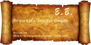 Breznyánszky Bende névjegykártya